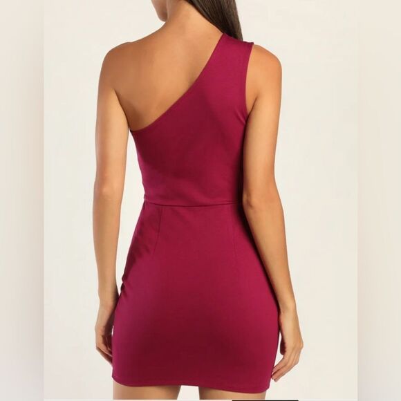 Lulus Magenta One-Shoulder Cutout Bodycon Mini Dress size small NWT - Picture 4 of 10